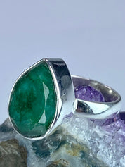 Raw Emerald and Silver Ring (F)