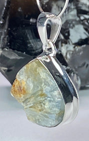 Natural Paraiba Blue Kyanite and Silver Pendant (UV)