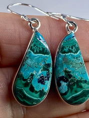 Natural Malachite in Chrysocolla Silver Earrings(UV710)