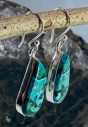 Natural Malachite in Chrysocolla Silver Earrings(UV710)