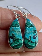 Natural Malachite in Chrysocolla Silver Earrings(UV710)