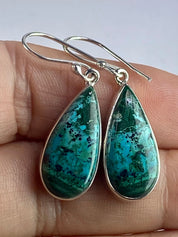 Natural Malachite in Chrysocolla Silver Earrings(UV770)