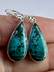 Natural Malachite in Chrysocolla Silver Earrings(UV770)