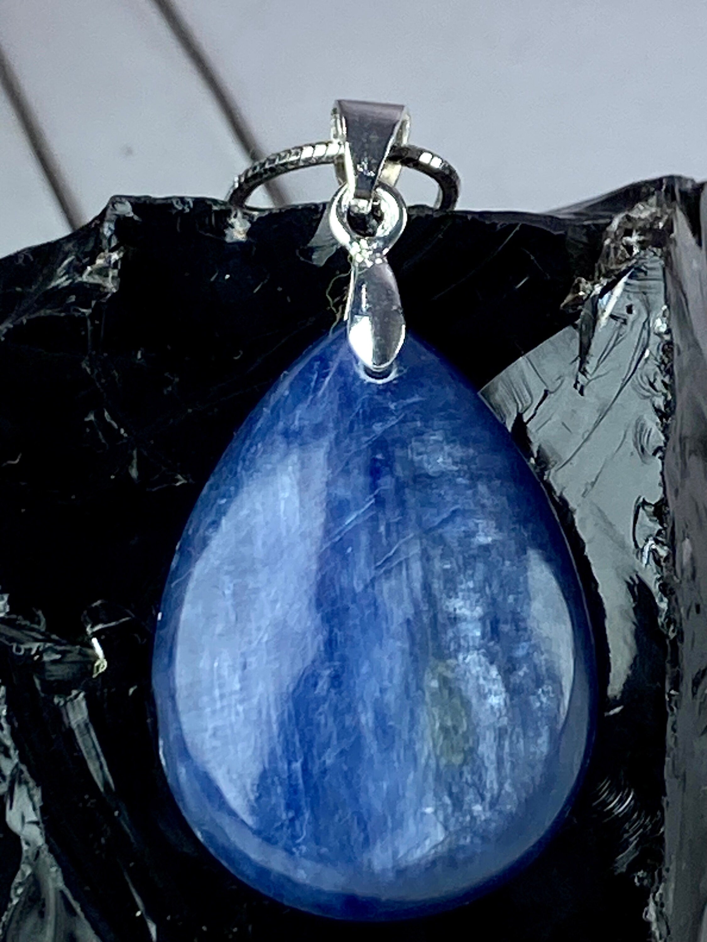 Blue Kyanite and Silver Pendant
