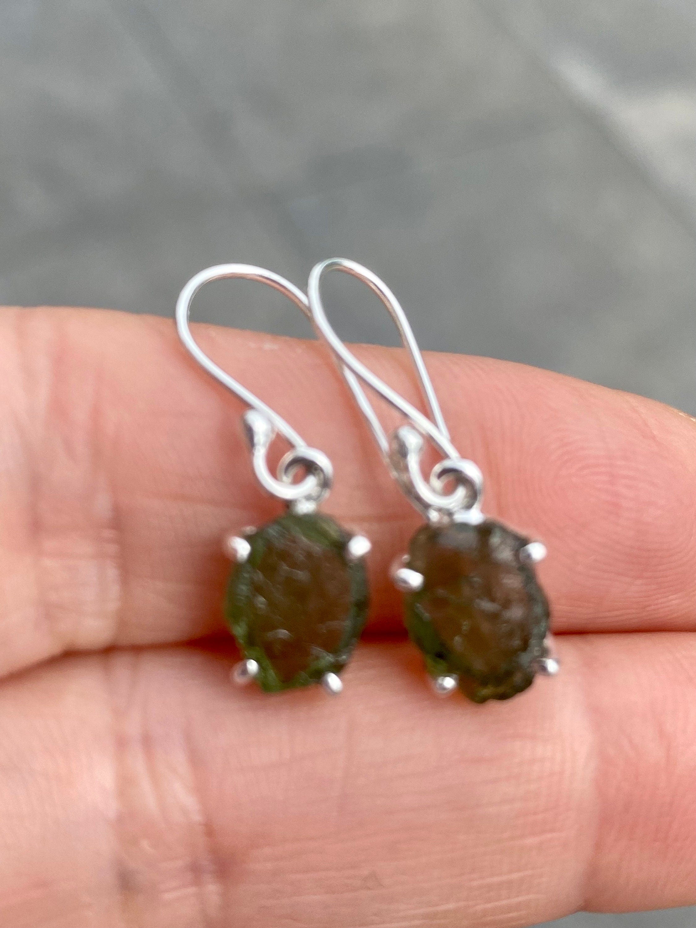 Green Apatite and 925 Silver Drop Earrings