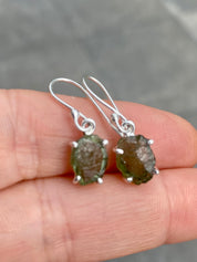 Green Apatite and 925 Silver Drop Earrings