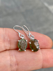 Green Apatite and 925 Silver Drop Earrings