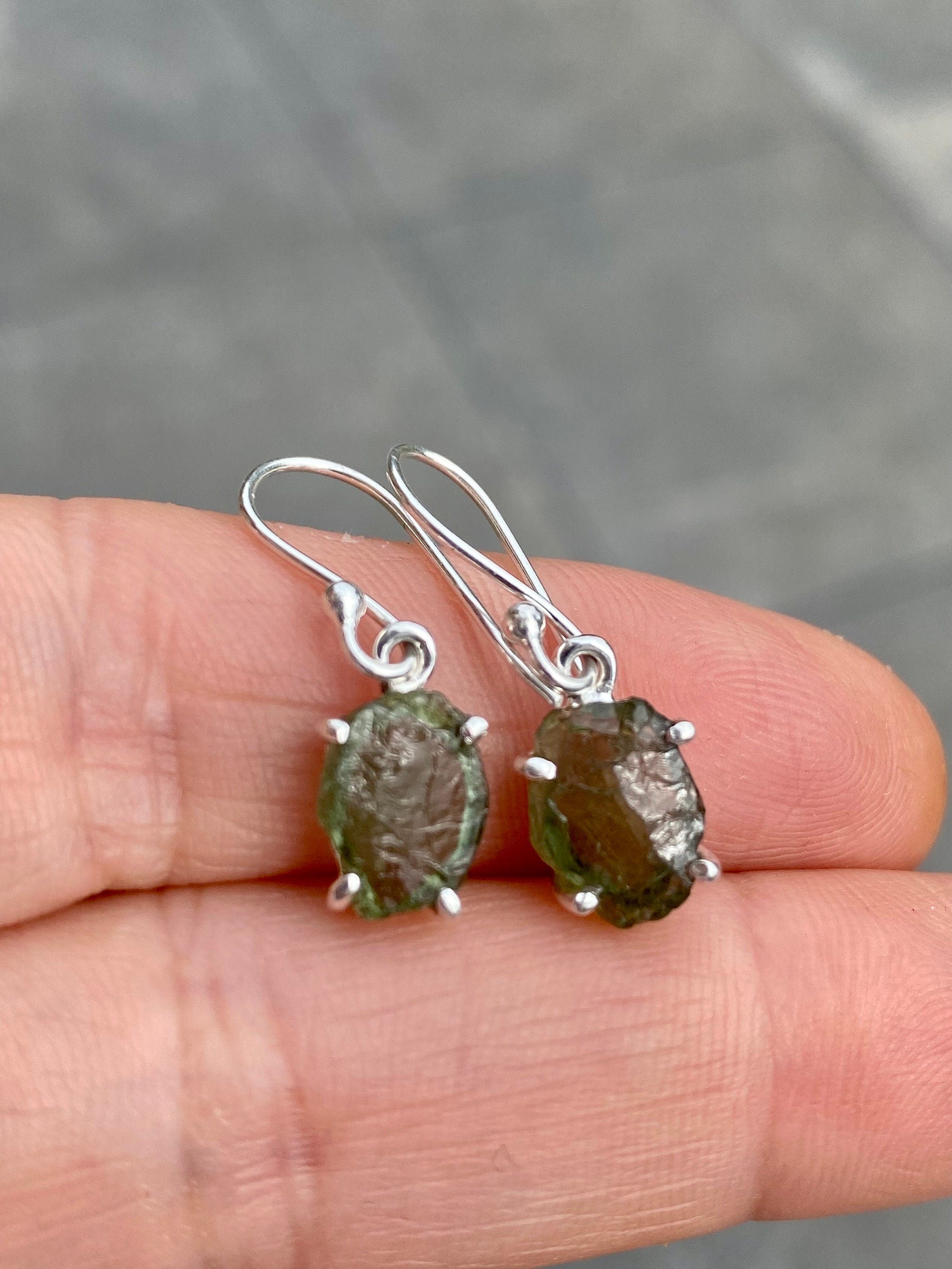 Green Apatite and 925 Silver Drop Earrings