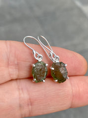 Green Apatite and 925 Silver Drop Earrings
