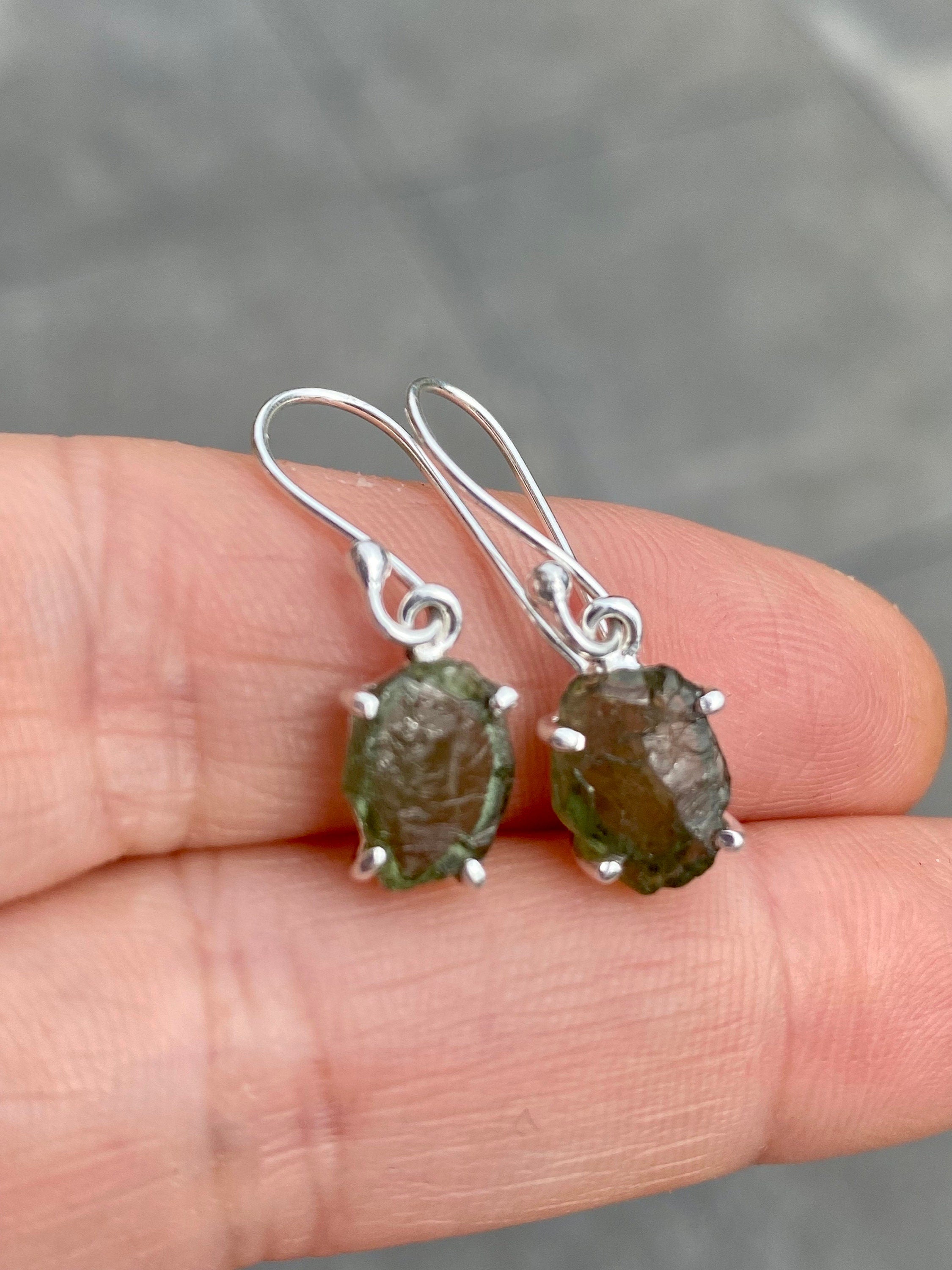 Green Apatite and 925 Silver Drop Earrings