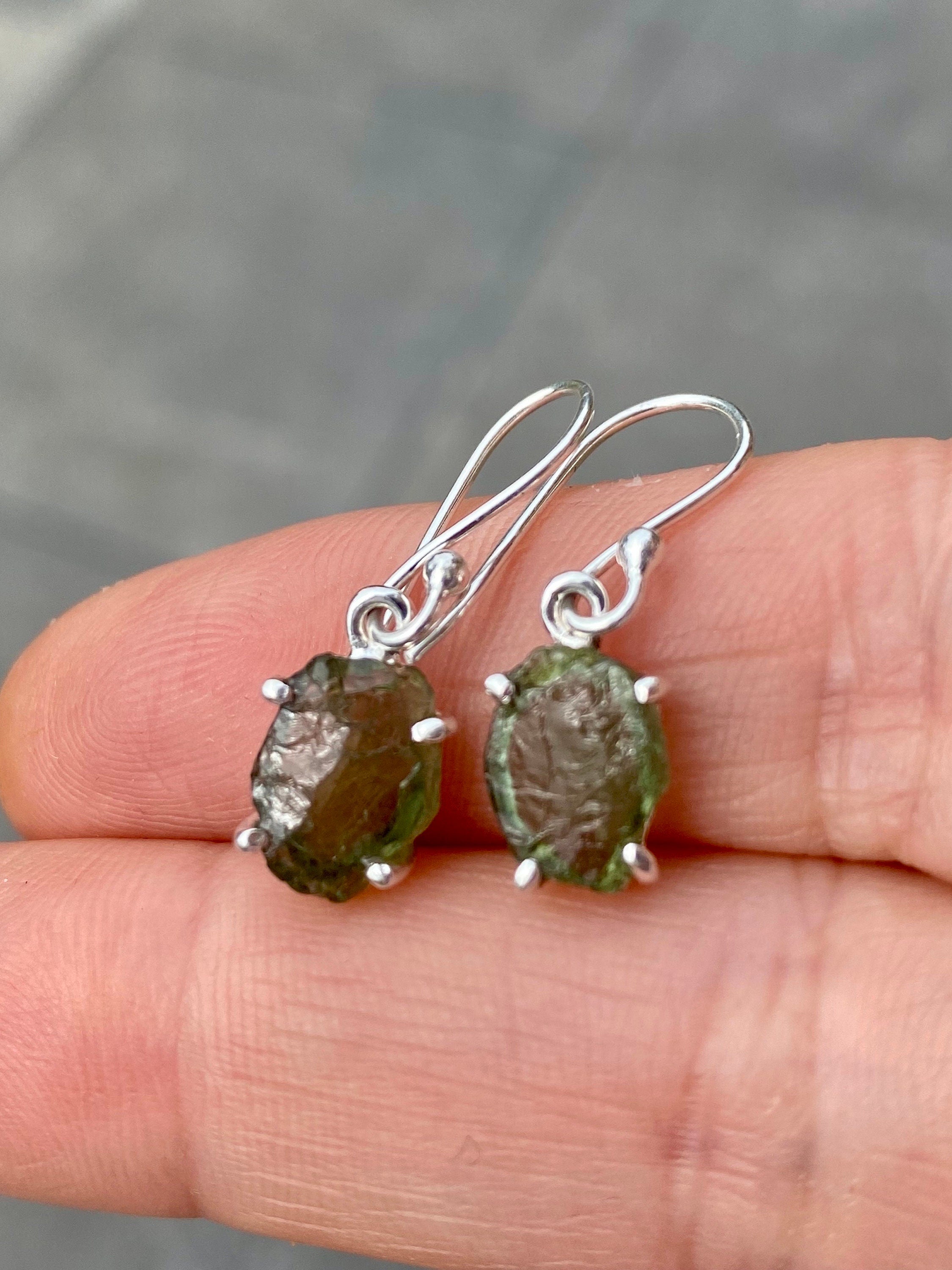 Green Apatite and 925 Silver Drop Earrings