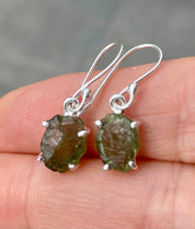 Green Apatite and 925 Silver Drop Earrings