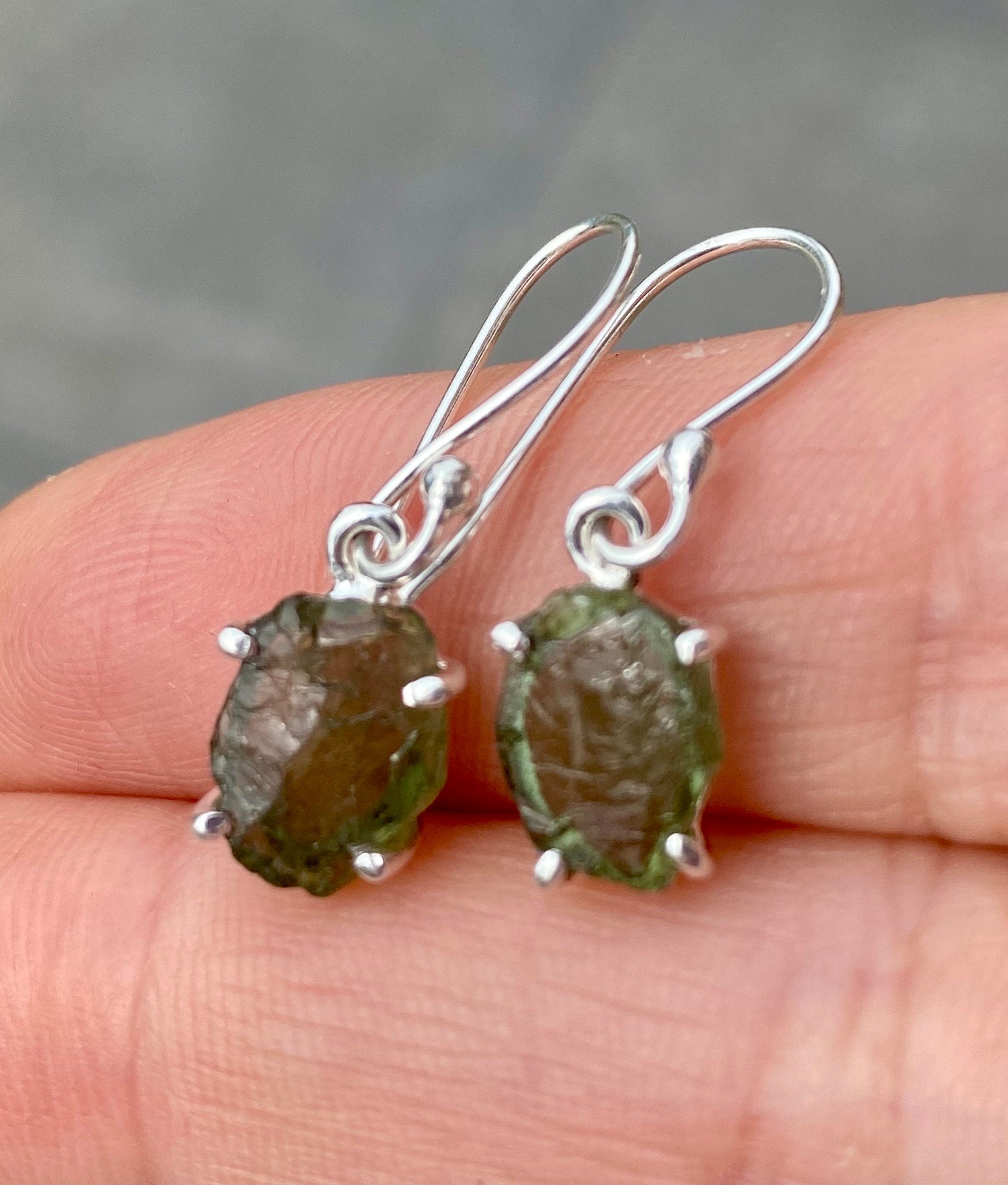 Green Apatite and 925 Silver Drop Earrings