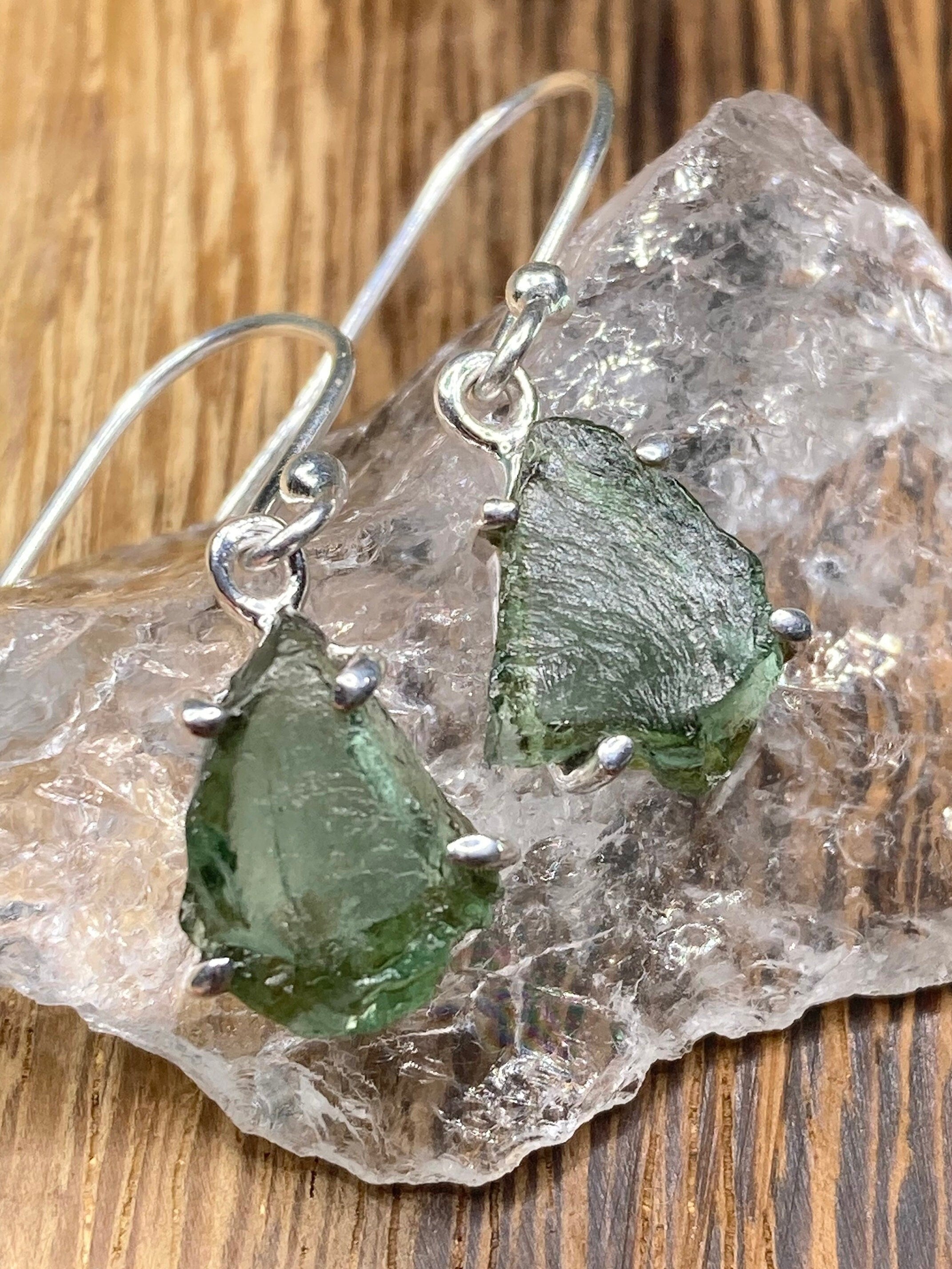 Green Apatite and 925 Silver Drop Earrings