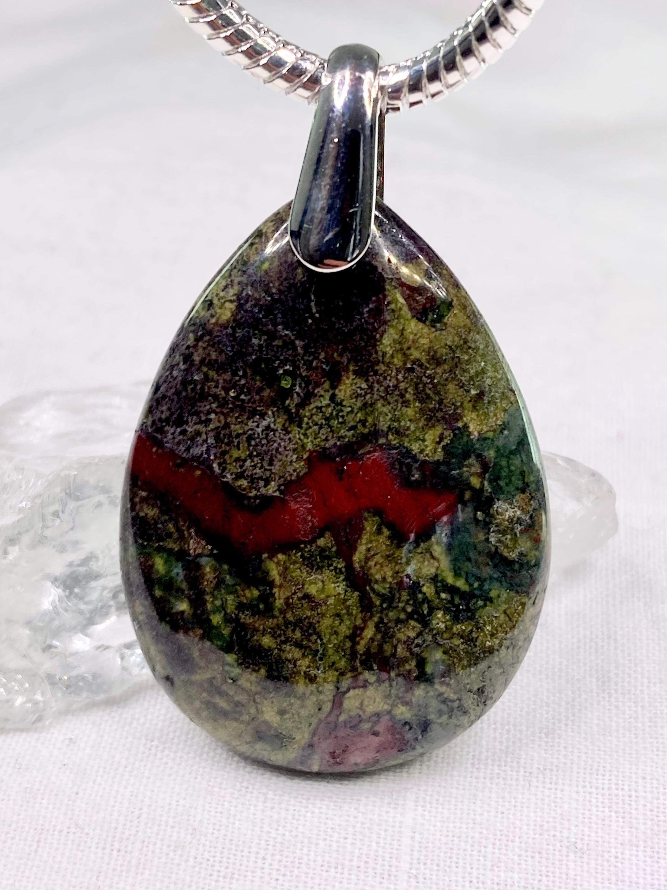 Dragon Bloodstone and Silver Pendant (AX14)