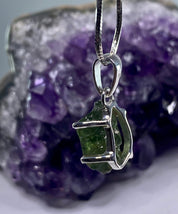 Natural Green Apatite and Silver Pendant