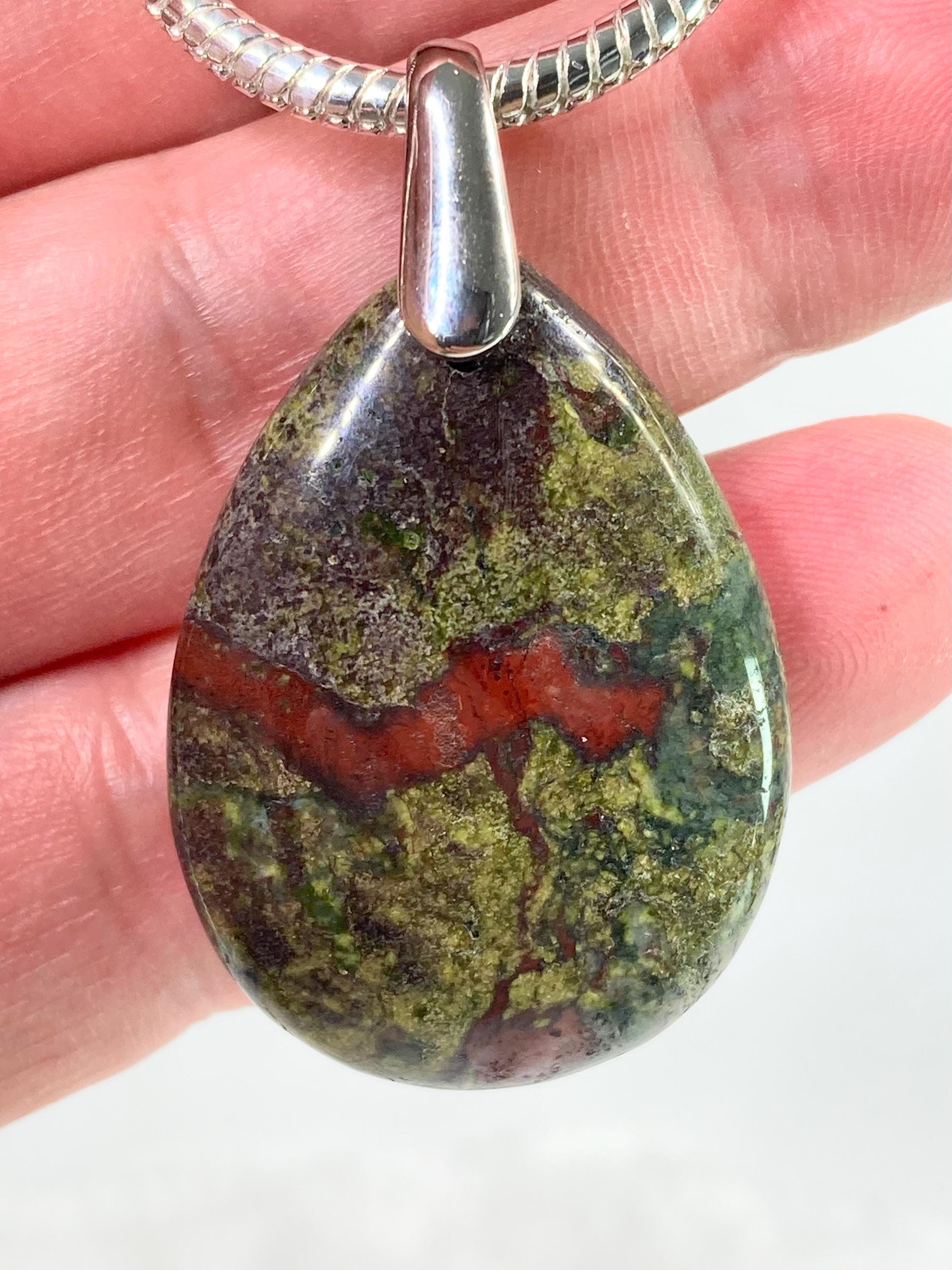 Dragon Bloodstone and Silver Pendant (AX14)