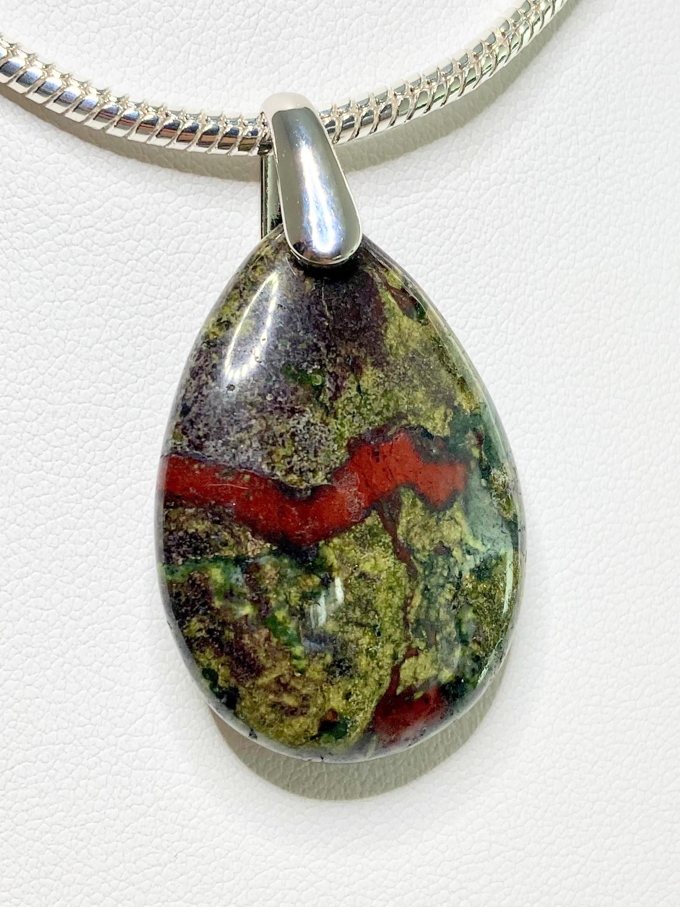Dragon Bloodstone and Silver Pendant (AX14)