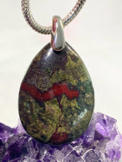 Dragon Bloodstone and Silver Pendant (AX14)