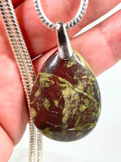 Dragon Bloodstone and Silver Pendant