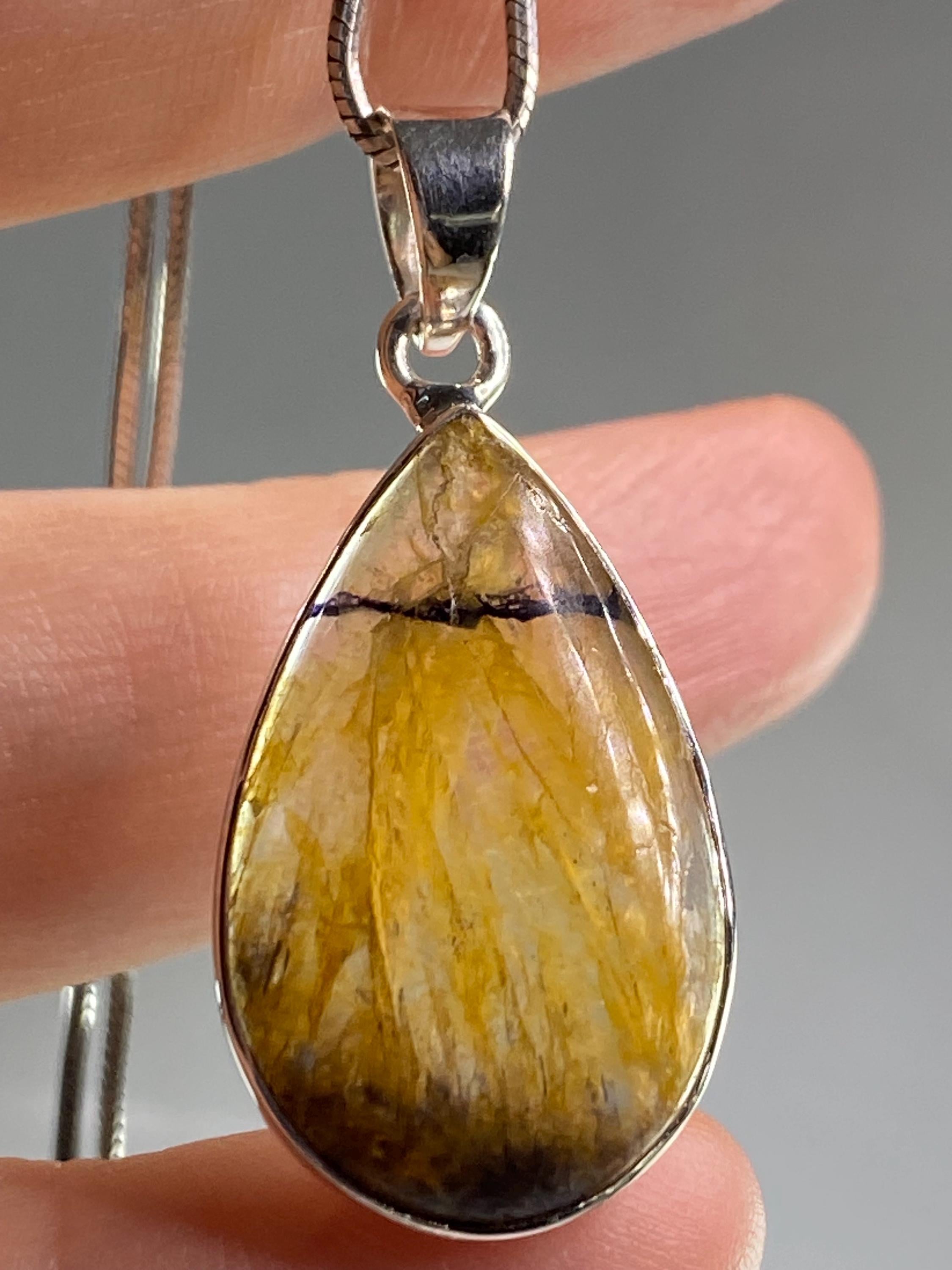 Blue John Silver Pendant - Extremely Rare