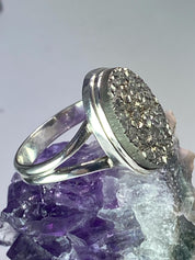 Pyrite Drusy/Drusy Silver Ring