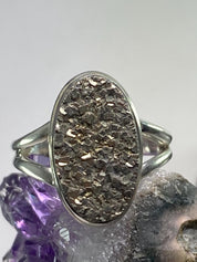 Pyrite Drusy/Drusy Silver Ring