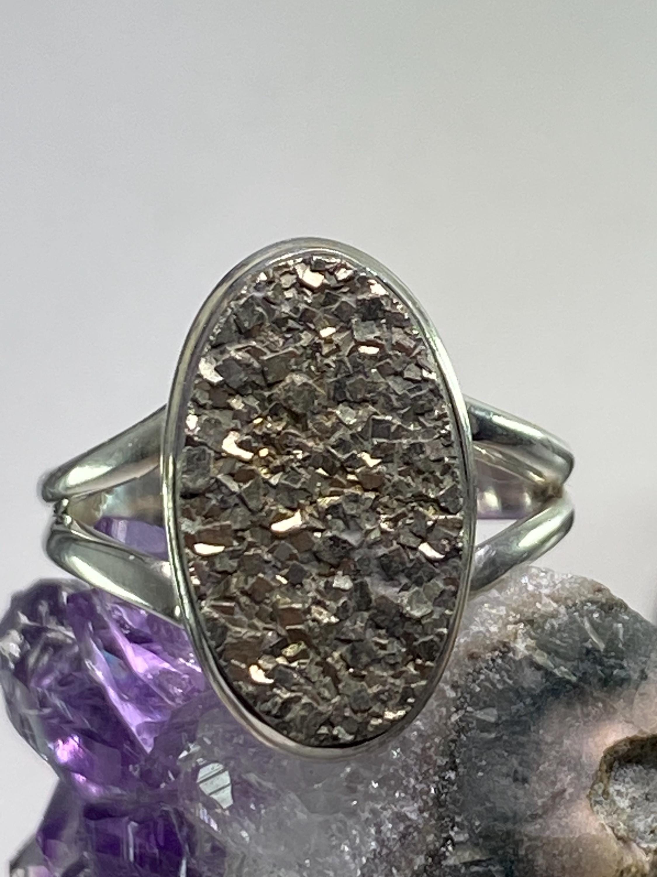 Pyrite Drusy/Drusy Silver Ring