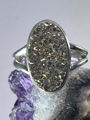 Pyrite Drusy/Drusy Silver Ring