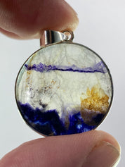 Blue John Silver Pendant - Extremely Rare