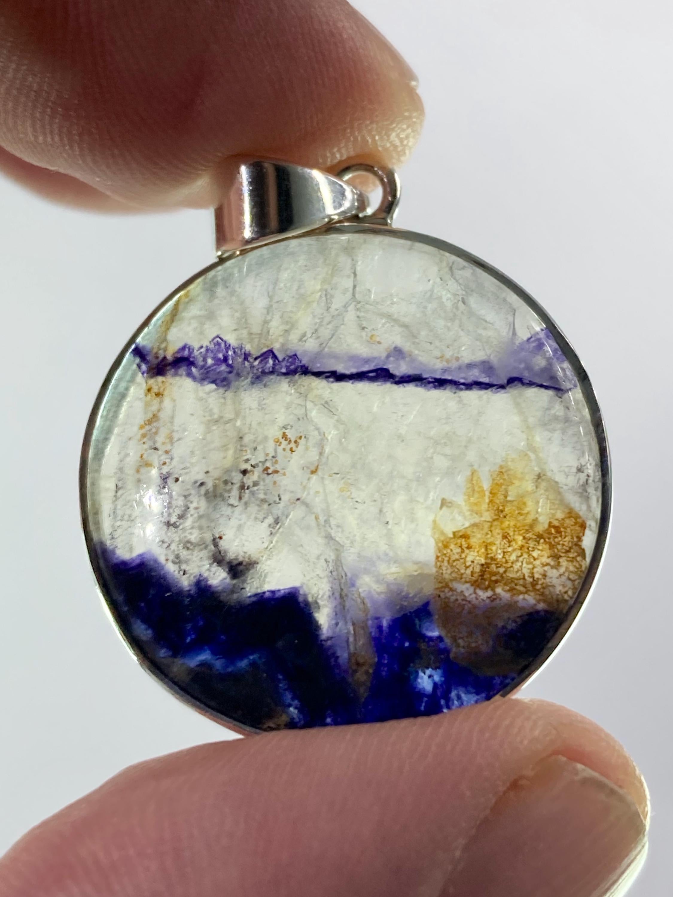 Blue John Silver Pendant - Extremely Rare