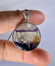 Blue John Silver Pendant - Extremely Rare
