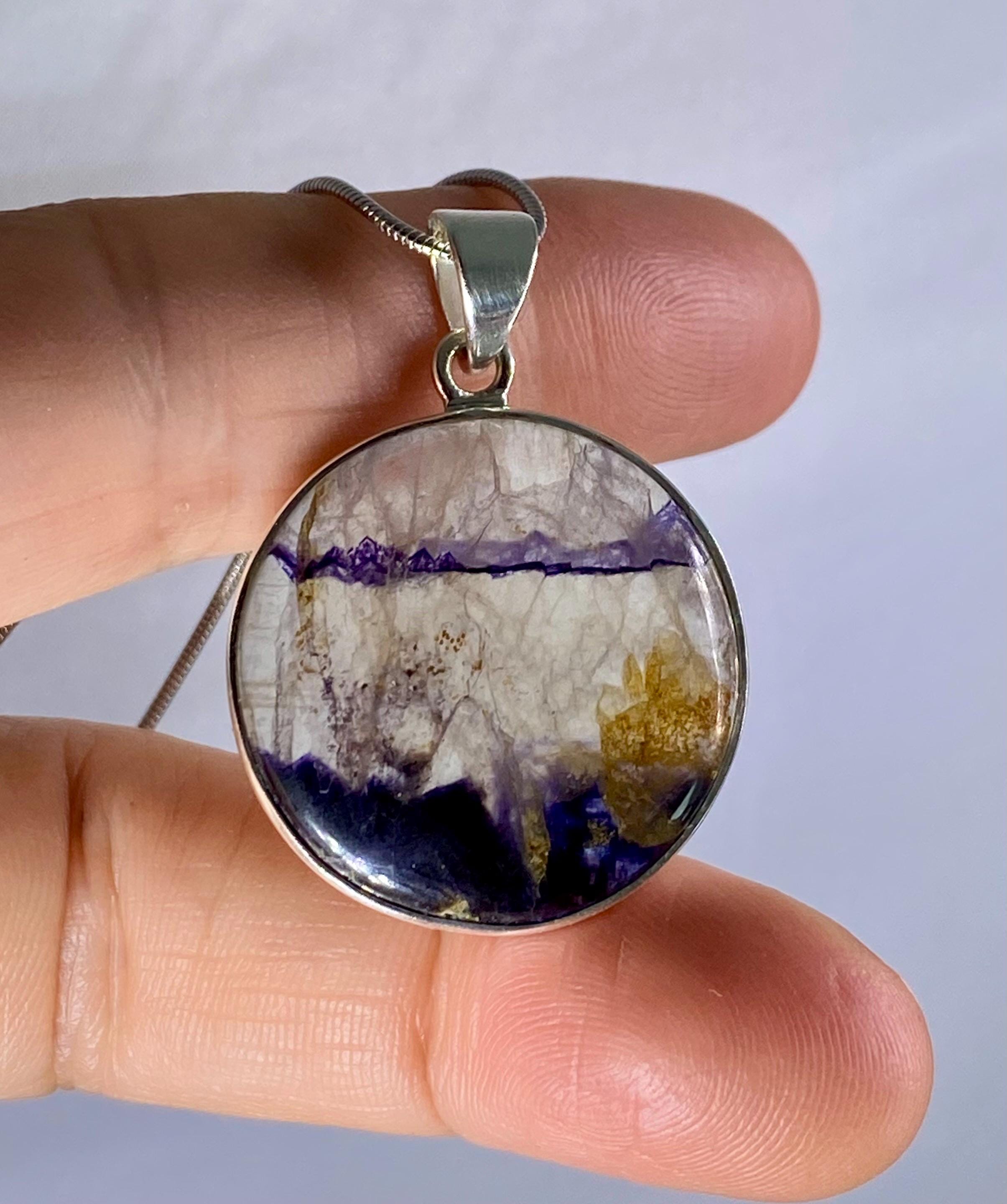 Blue John Silver Pendant - Extremely Rare