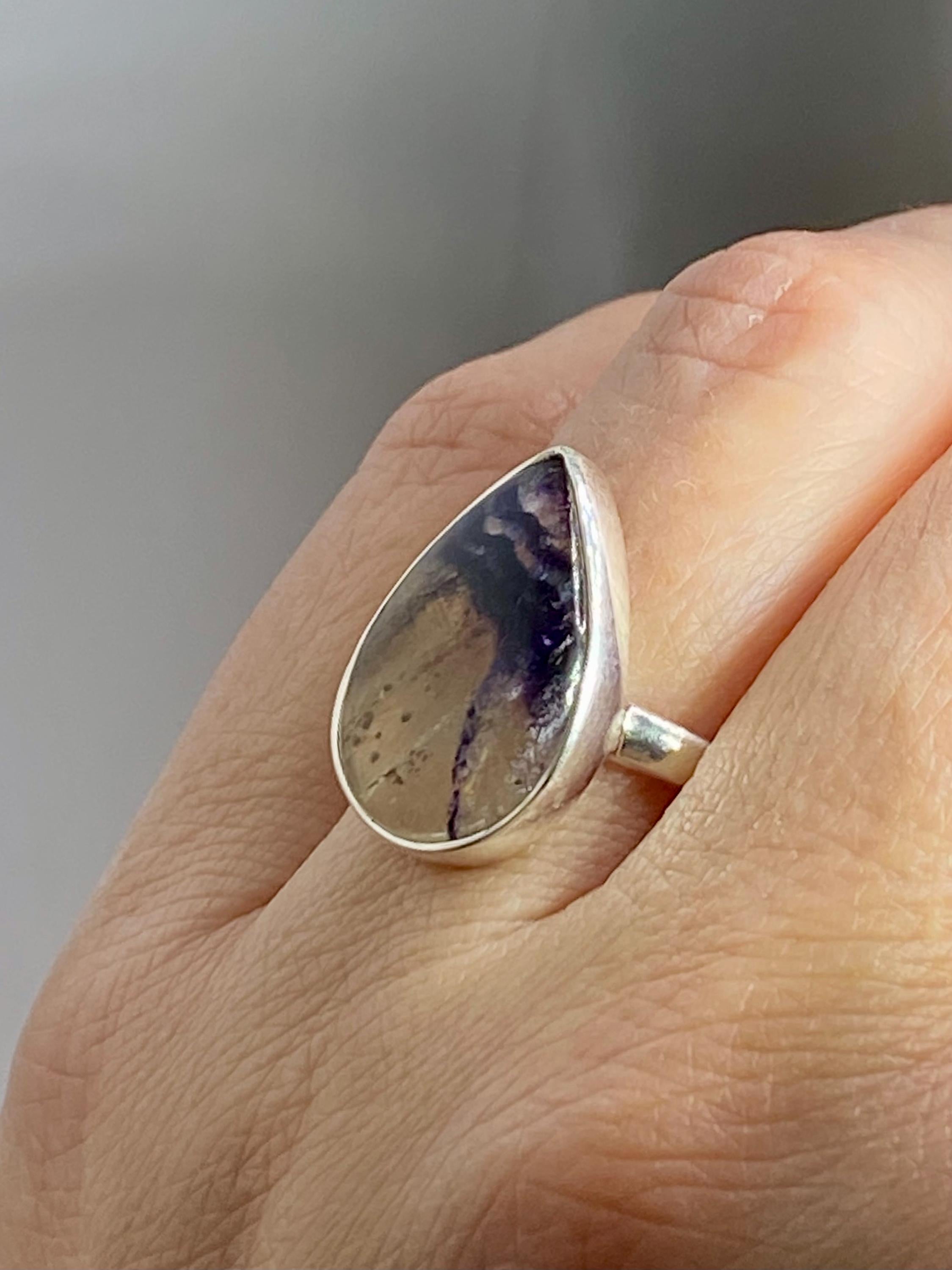 Blue John Silver Ring - Extremely Rare