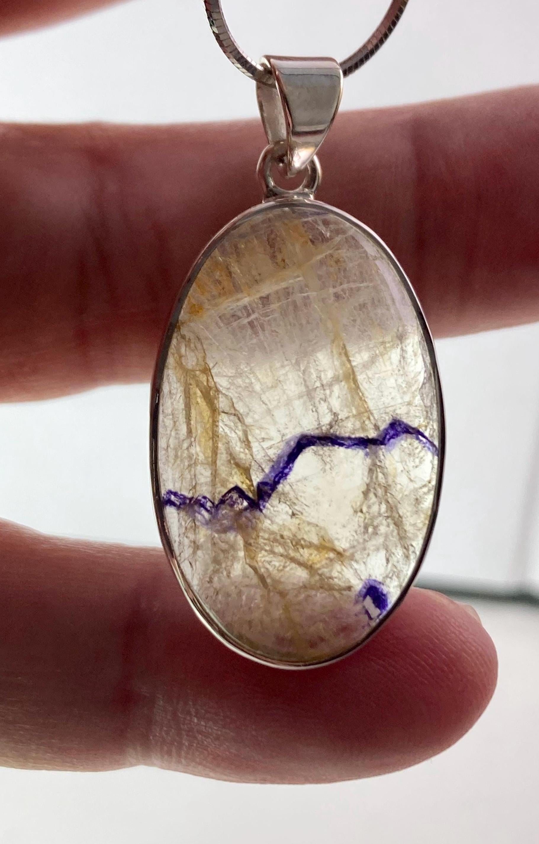 Blue John Silver Pendant - Extremely Rare