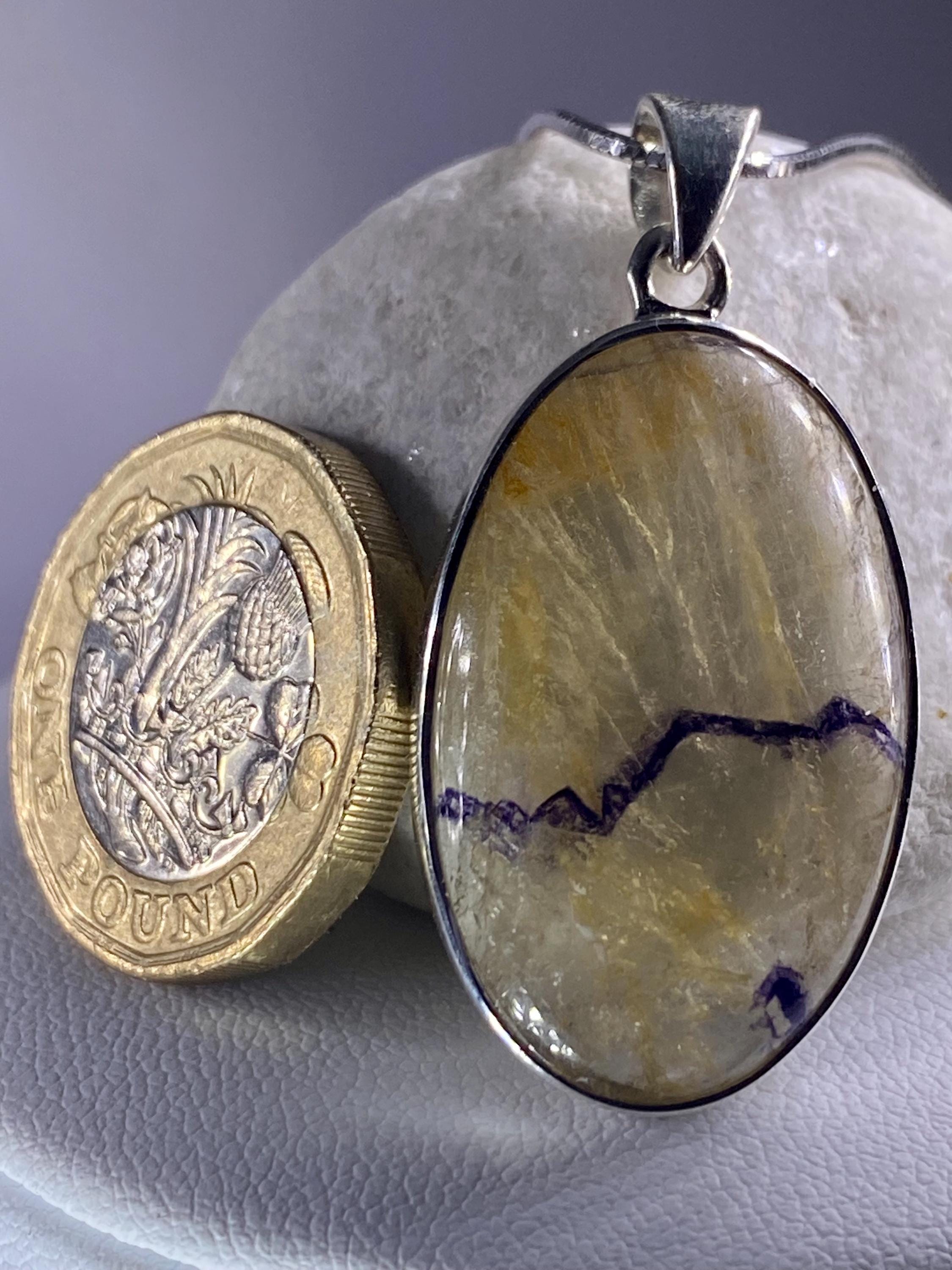Blue John Silver Pendant - Extremely Rare