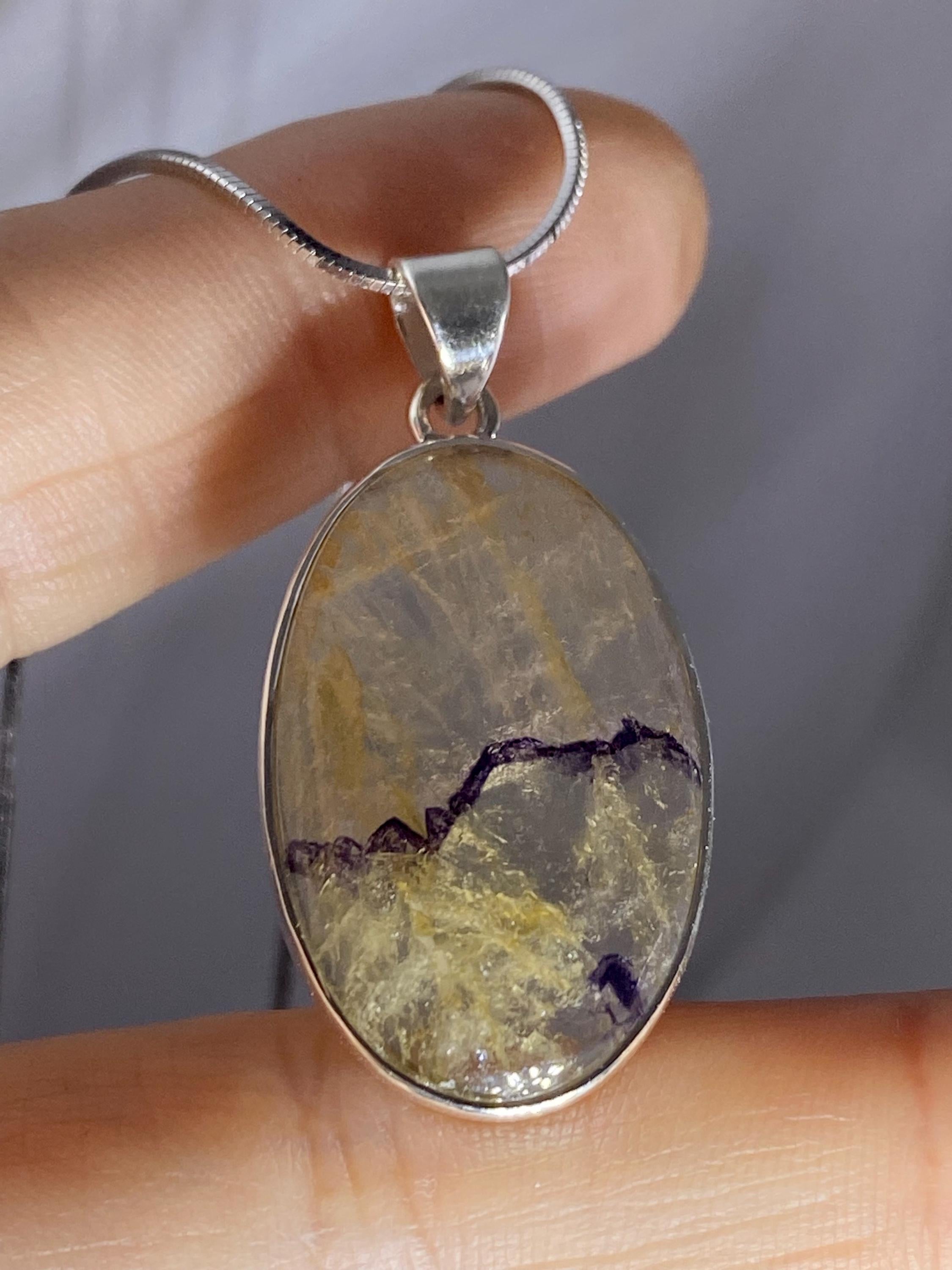 Blue John Silver Pendant - Extremely Rare