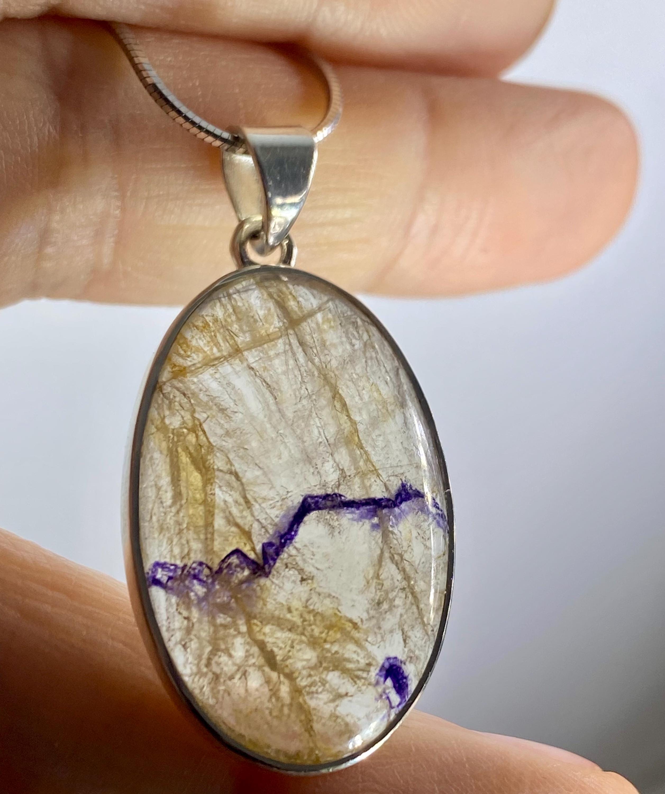 Blue John Silver Pendant - Extremely Rare