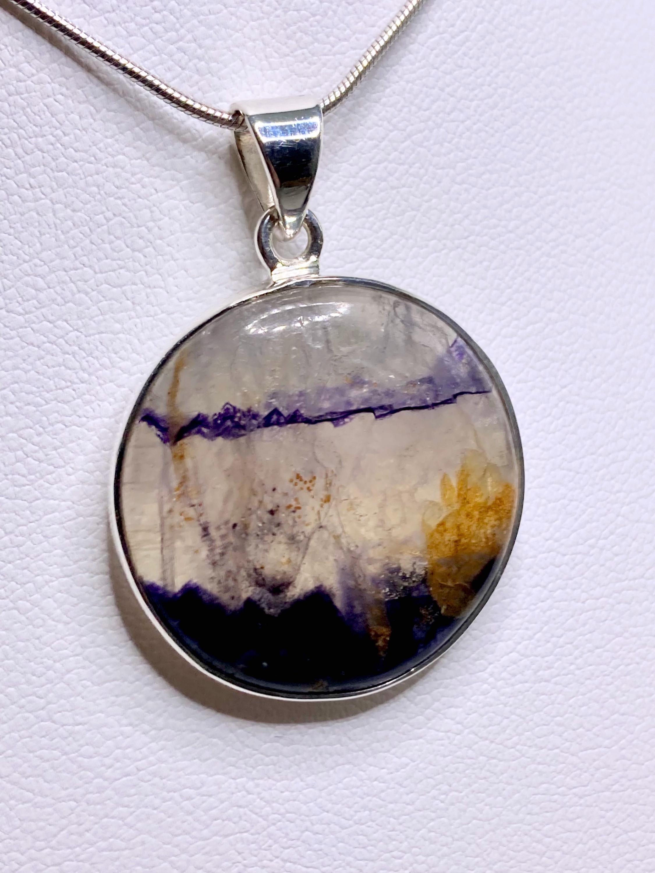 Blue John Silver Pendant - Extremely Rare