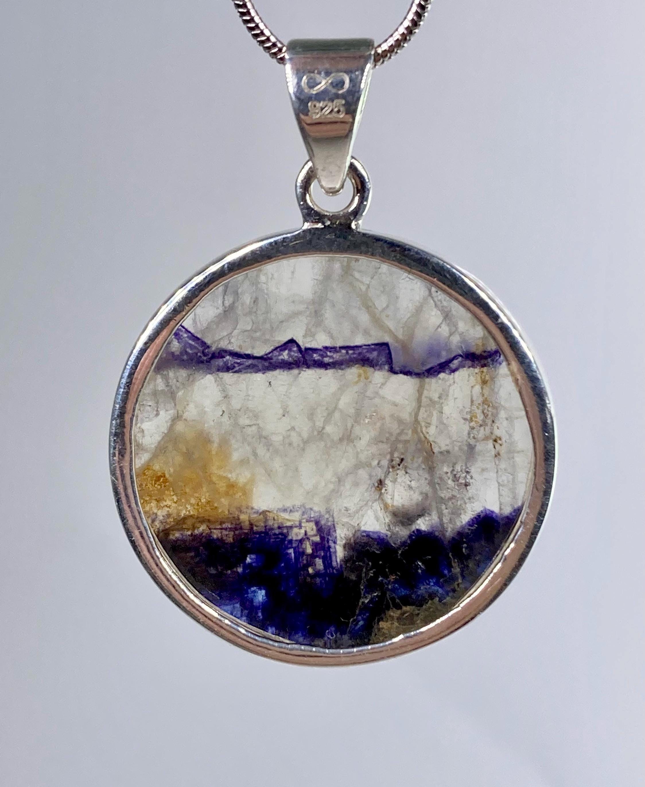 Blue John Silver Pendant - Extremely Rare