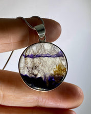 Blue John Silver Pendant - Extremely Rare