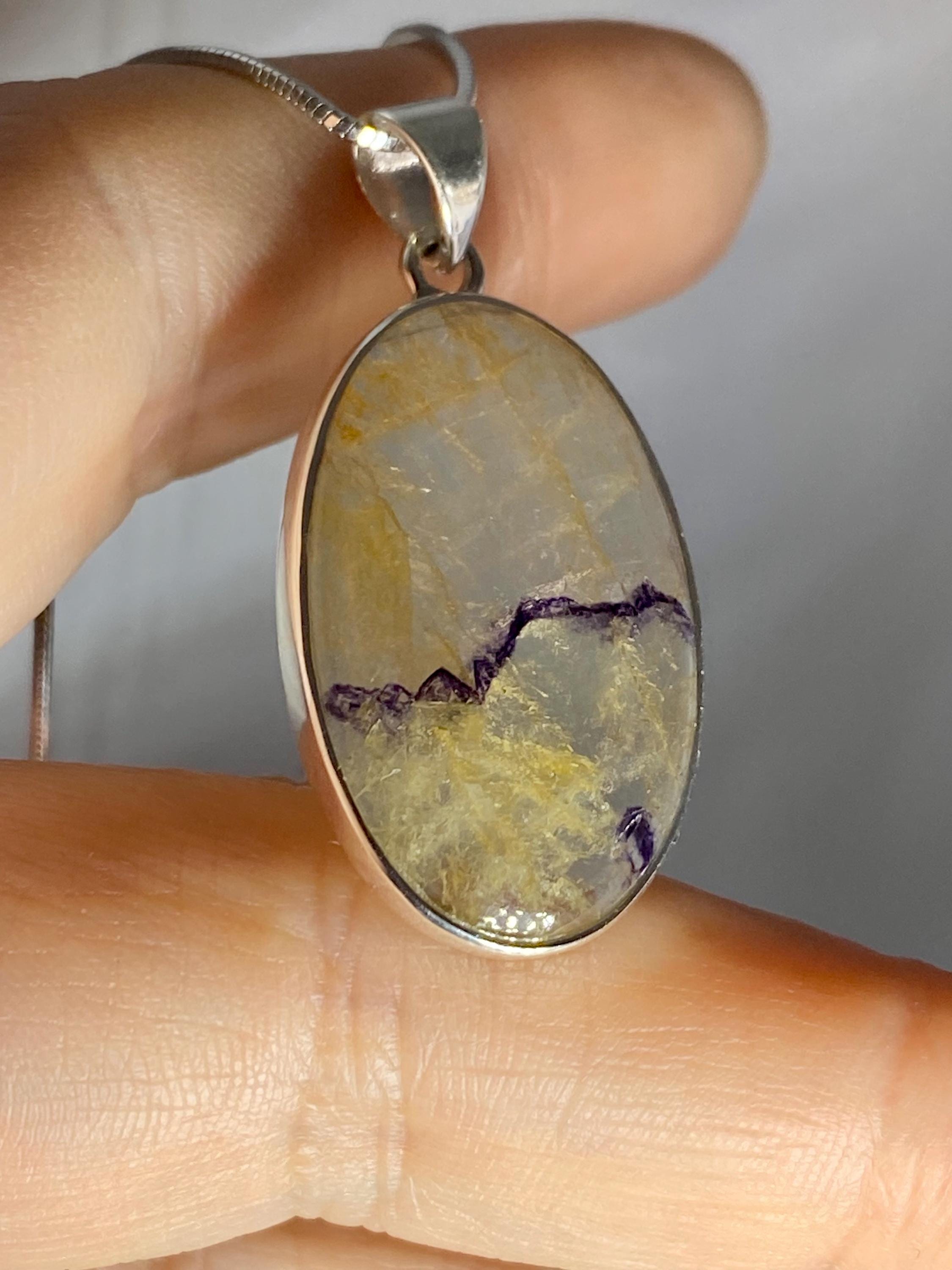Blue John Silver Pendant - Extremely Rare
