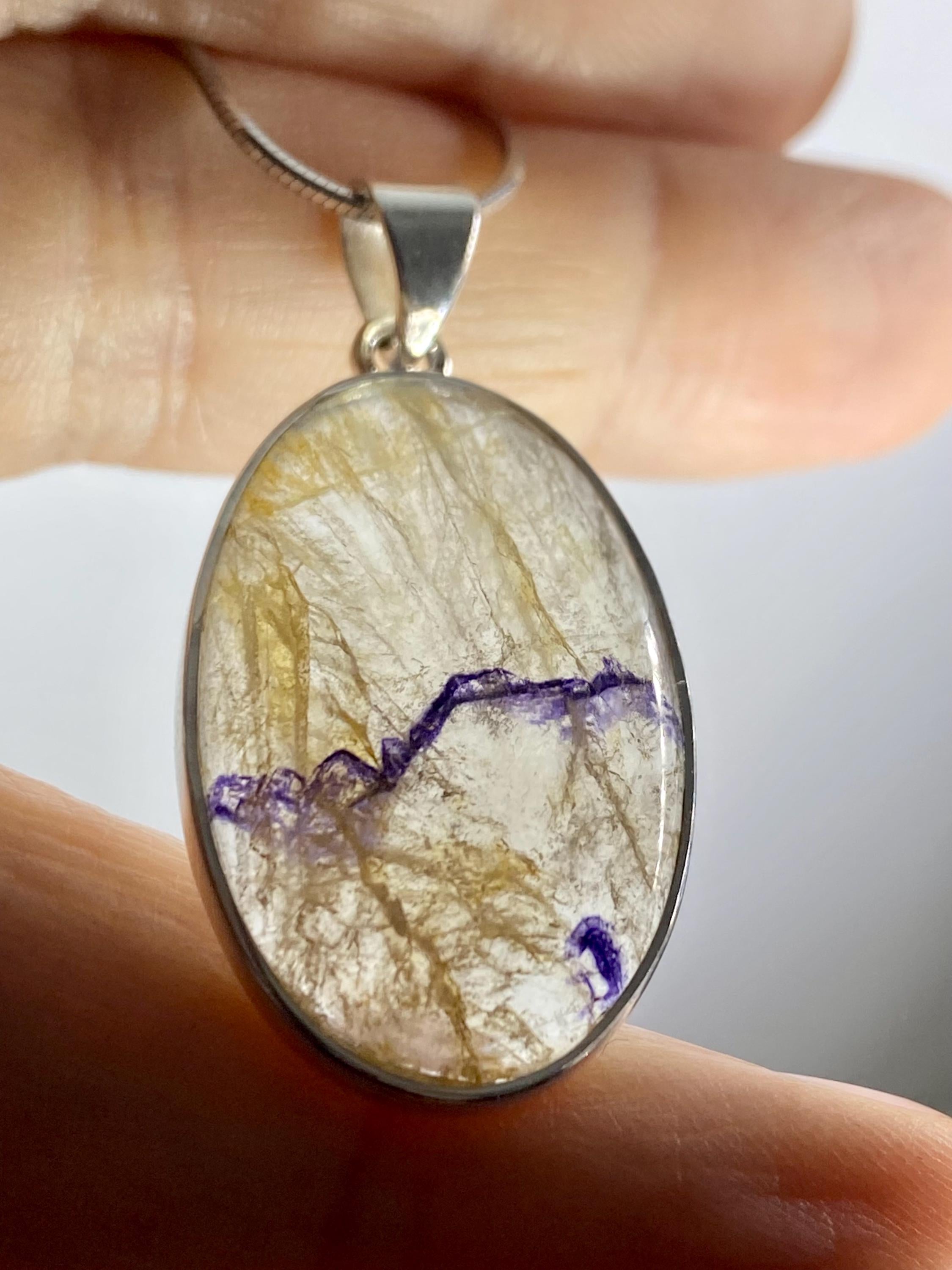 Blue John Silver Pendant - Extremely Rare