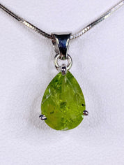 Natural Peridot and Silver Teardop Pendant.