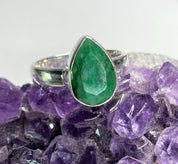 Raw Emerald and Silver Ring (UV)