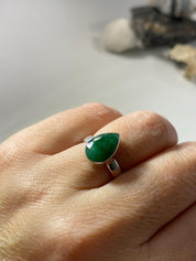 Raw Emerald and Silver Ring (UV)