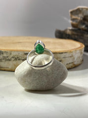 Raw Emerald and Silver Ring (UV)