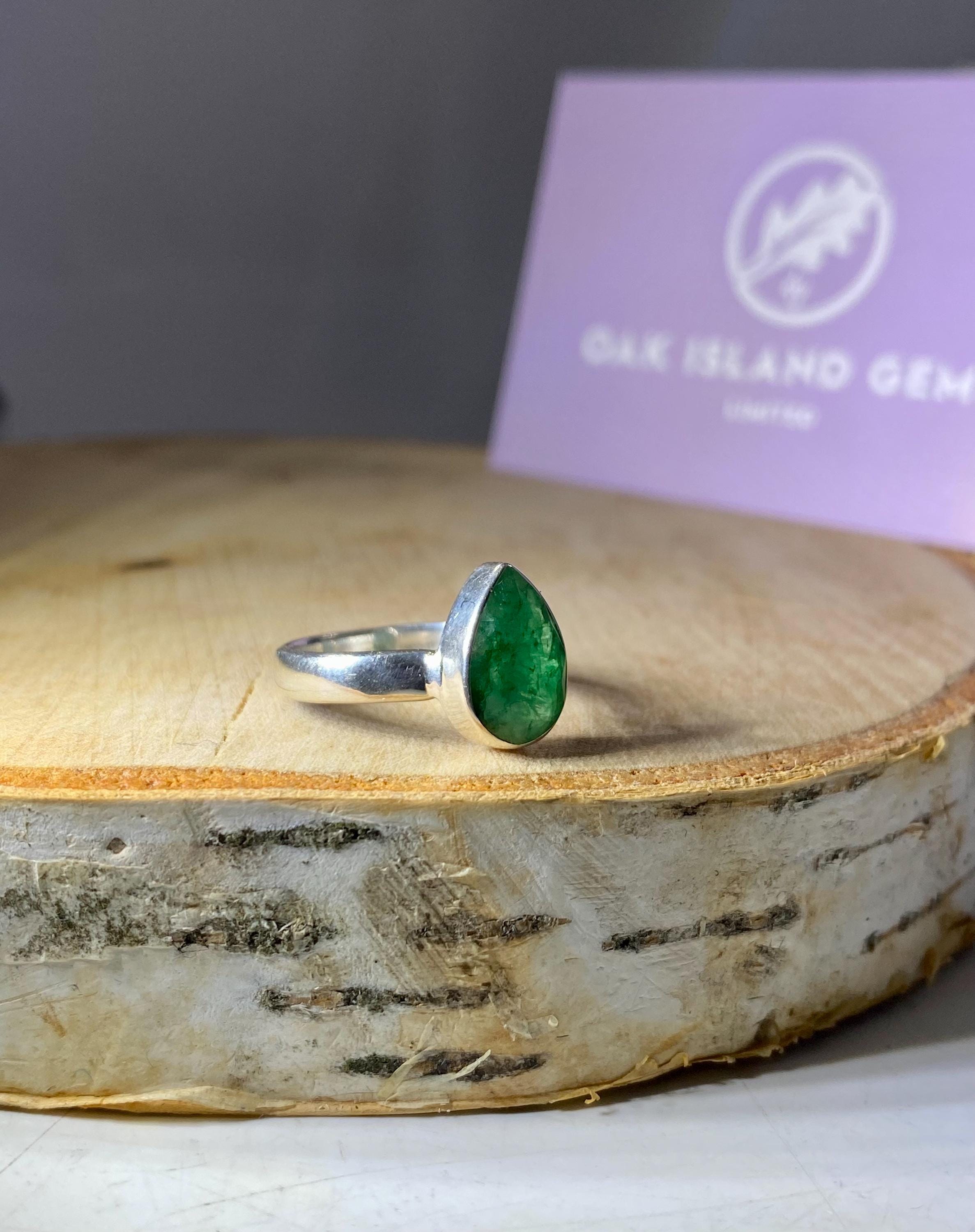 Raw Emerald and Silver Ring (UV)