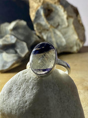 Blue John Silver Oval Ring - Extremely Rare