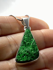 A Rare Green Garnet (Uvarovite) and Silver Pendant